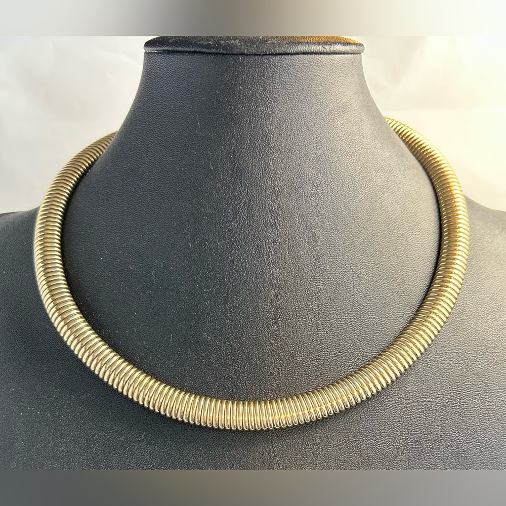 Vintage Gold Tone coil choker necklace. 22”